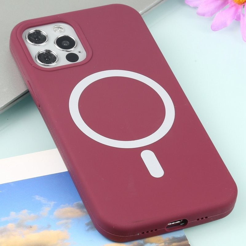 Husa MagSafe liquid large hole magnetic shell pentru Apple iPhone 11, Full Cover, Liquid Silicone, Magnetica, Incarcare Wireless, Flippy, Mov-5