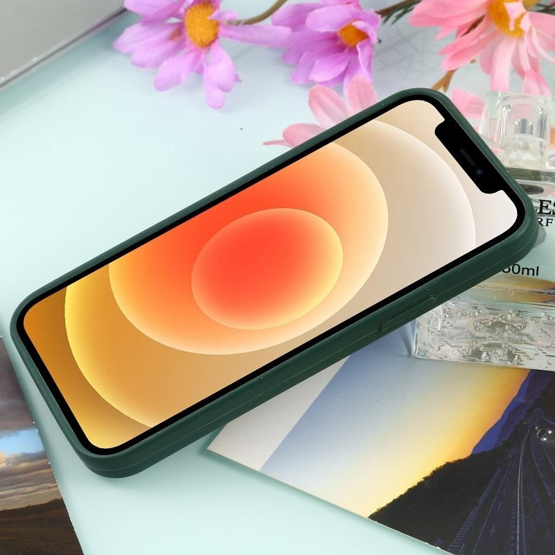 Husa MagSafe liquid large hole magnetic shell pentru Apple iPhone 11, Full Cover, Liquid Silicone, Magnetica, Incarcare Wireless, Flippy, Verde-3