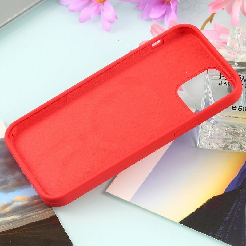 Husa MagSafe liquid large hole magnetic shell pentru Apple iPhone 12/ 12 Pro, Full Cover, Liquid Silicone, Magnetica, Incarcare Wireless, Flippy, Rosu-4