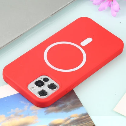 Husa MagSafe liquid large hole magnetic shell pentru Apple iPhone 13 Pro, Full Cover, Liquid Silicone, Magnetica, Incarcare Wireless, Flippy, Rosu-2