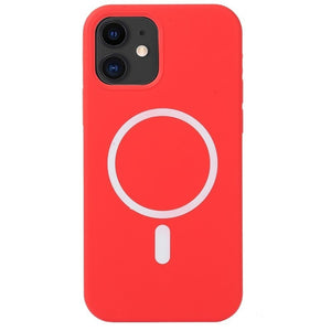 Husa MagSafe liquid large hole magnetic shell pentru Apple iPhone 14 Pro, Full Cover, Liquid Silicone, Magnetica, Incarcare Wireless, Flippy, Rosu-0