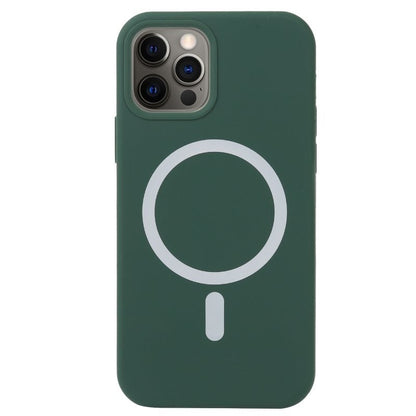 Husa MagSafe liquid large hole magnetic shell pentru Apple iPhone 14 Pro Max, Full Cover, Liquid Silicone, Magnetica, Incarcare Wireless, Flippy, Verde-0