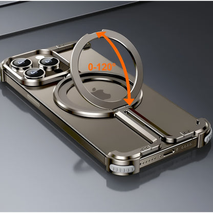 Husa MagSafe Metalica Compatibila cu iPhone 15 Pro, Flippy, Clear Case, Aliaj de Aluminiu, cu Magnet, fara Rama, Antisoc, Antizgariere, Incarcare Wireless, Gri Metalizat-5