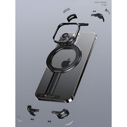 Husa MagSafe Metalica Compatibila cu iPhone 15 Pro Max, Flippy, Clear Case, Aliaj de Aluminiu, cu Magnet, fara Rama, Antisoc, Antizgariere, Incarcare Wireless, Negru Metalizat-4