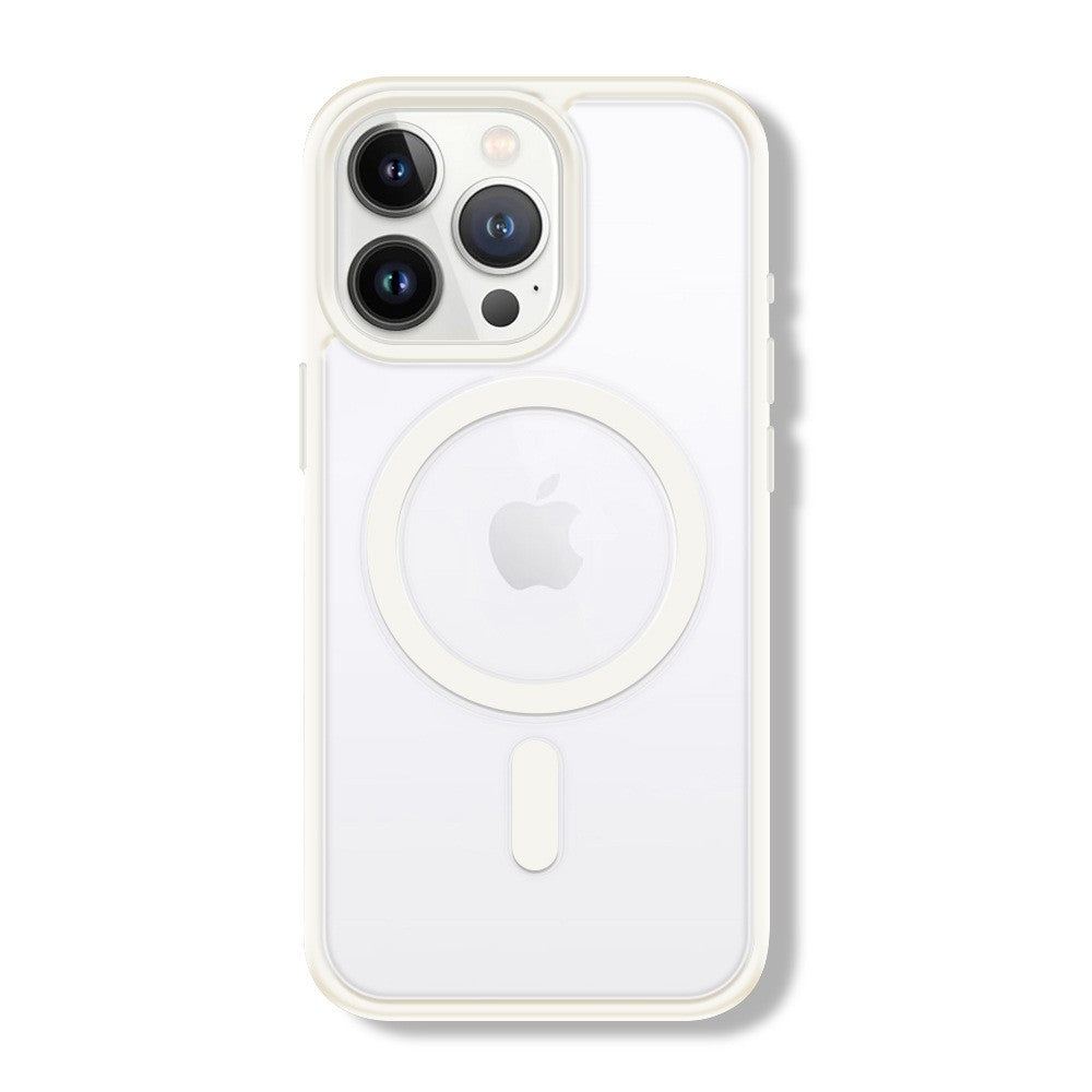 Husa MagSafe pentru Apple iPhone 11, Full Cover, Frosted Acrylic Color Big Hole, Magnetica, Incarcare Wireless, Flippy, Alb-0