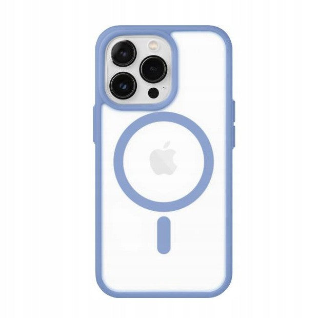 Husa MagSafe pentru Apple iPhone 11, Full Cover, Frosted Acrylic Color Big Hole, Magnetica, Incarcare Wireless, Flippy, Albastru Deschis-0