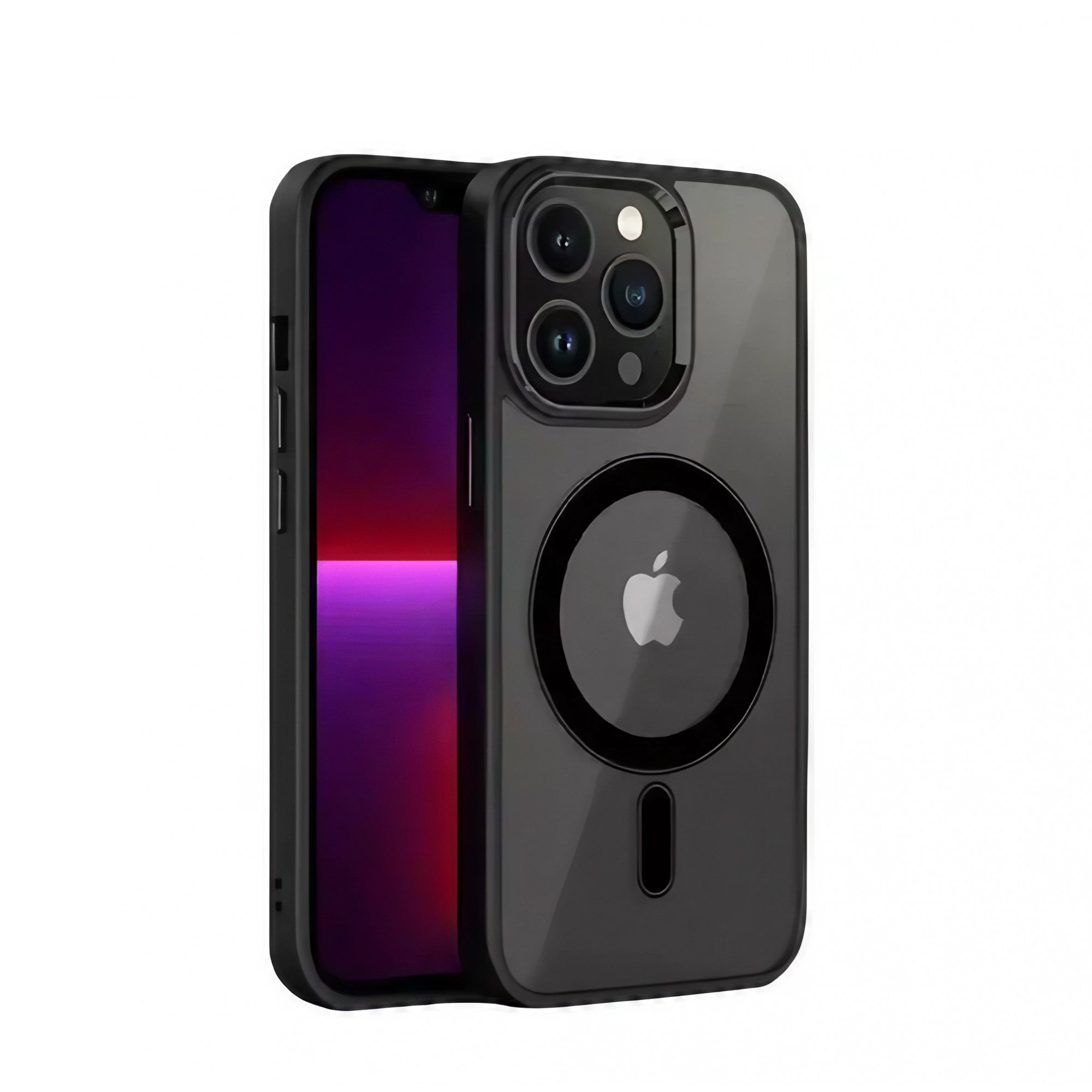 Husa MagSafe pentru Apple iPhone 11, Full Cover, Frosted Acrylic Color Big Hole, Magnetica, Incarcare Wireless, Flippy, Negru-0