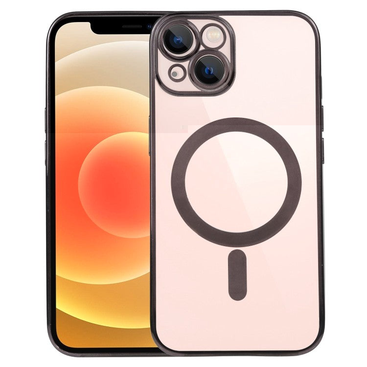 Husa MagSafe pentru Apple iPhone 11, Full Cover, Protectie camera, Margini colorate Electroplating, Magnetica, Incarcare Wireless, Flippy, Negru-0