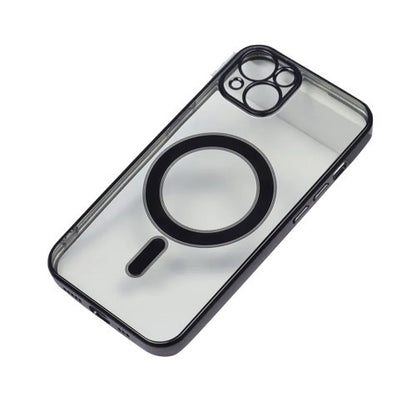 Husa MagSafe pentru Apple iPhone 13 Pro, Protectie camera, Full TPU, Margini colorate Electroplating, Magnetica, Incarcare Wireless, Flippy, Negru-2