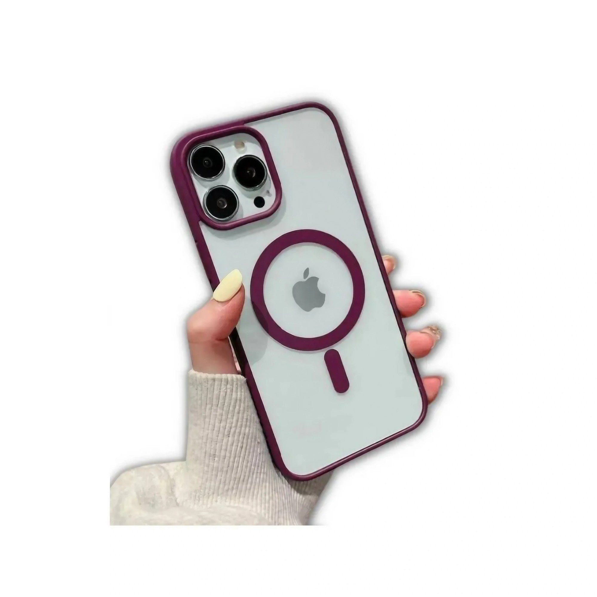 Husa MagSafe pentru Apple iPhone 14, Full Cover, Frosted Acrylic Color Big Hole, Magnetica, Incarcare Wireless, Flippy, Mov-5