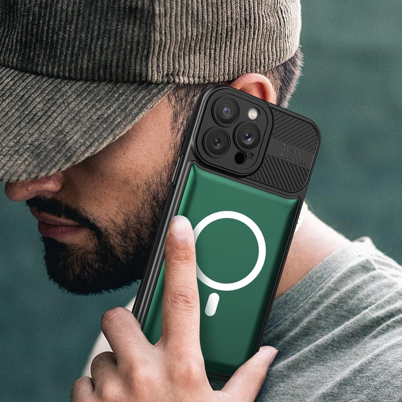 Husa pentru Apple iPhone 13 Pro MagSafe, Urban Armor, Flippy, Verde inchis, suport magnetic-1
