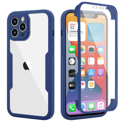 Husa Max Defence pentru iPhone 11, Albastru, Fata Dubla Transparenta, Protectie Antisoc Full 360 ( fata, spate, margini ), Flippy-0