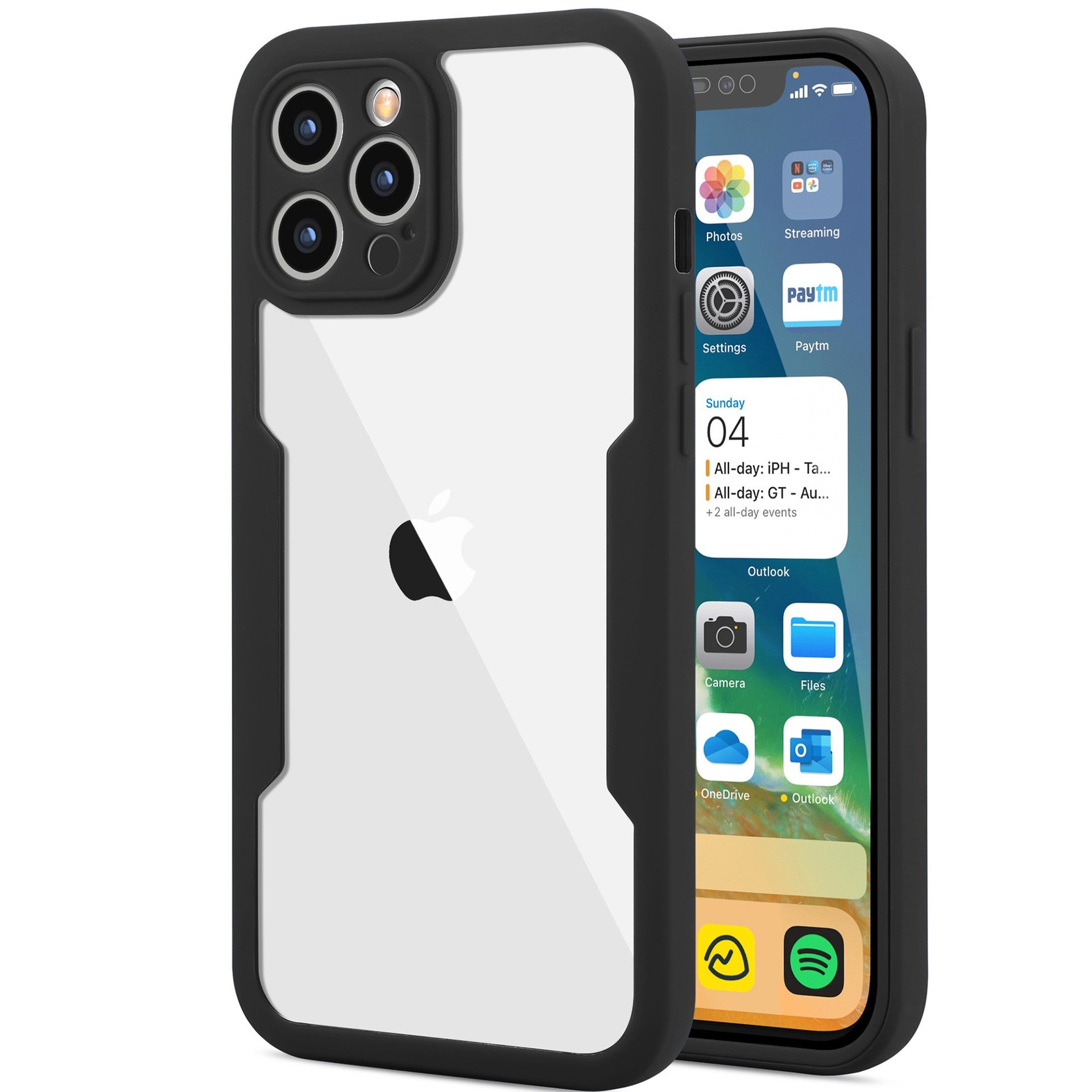Husa Max Defence pentru iPhone 11, Bumper Negru, Fata Dubla Transparenta, Protectie Antisoc Full 360 ( fata, spate, margini ), Flippy-0