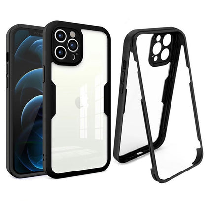 Husa Max Defence pentru Samsung Galaxy S22, Bumper Negru, Fata Dubla Transparenta, Protectie Antisoc Full 360 ( fata, spate, margini ), Flippy-3