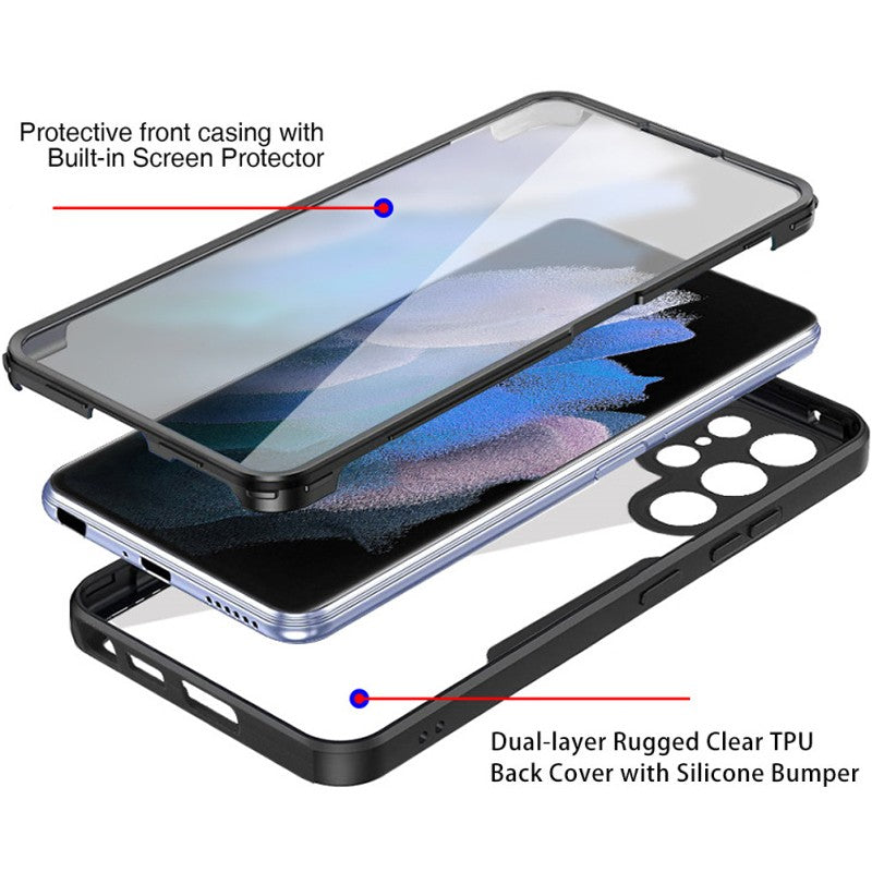 Husa Max Defence pentru Samsung Galaxy S22, Bumper Negru, Fata Dubla Transparenta, Protectie Antisoc Full 360 ( fata, spate, margini ), Flippy-4
