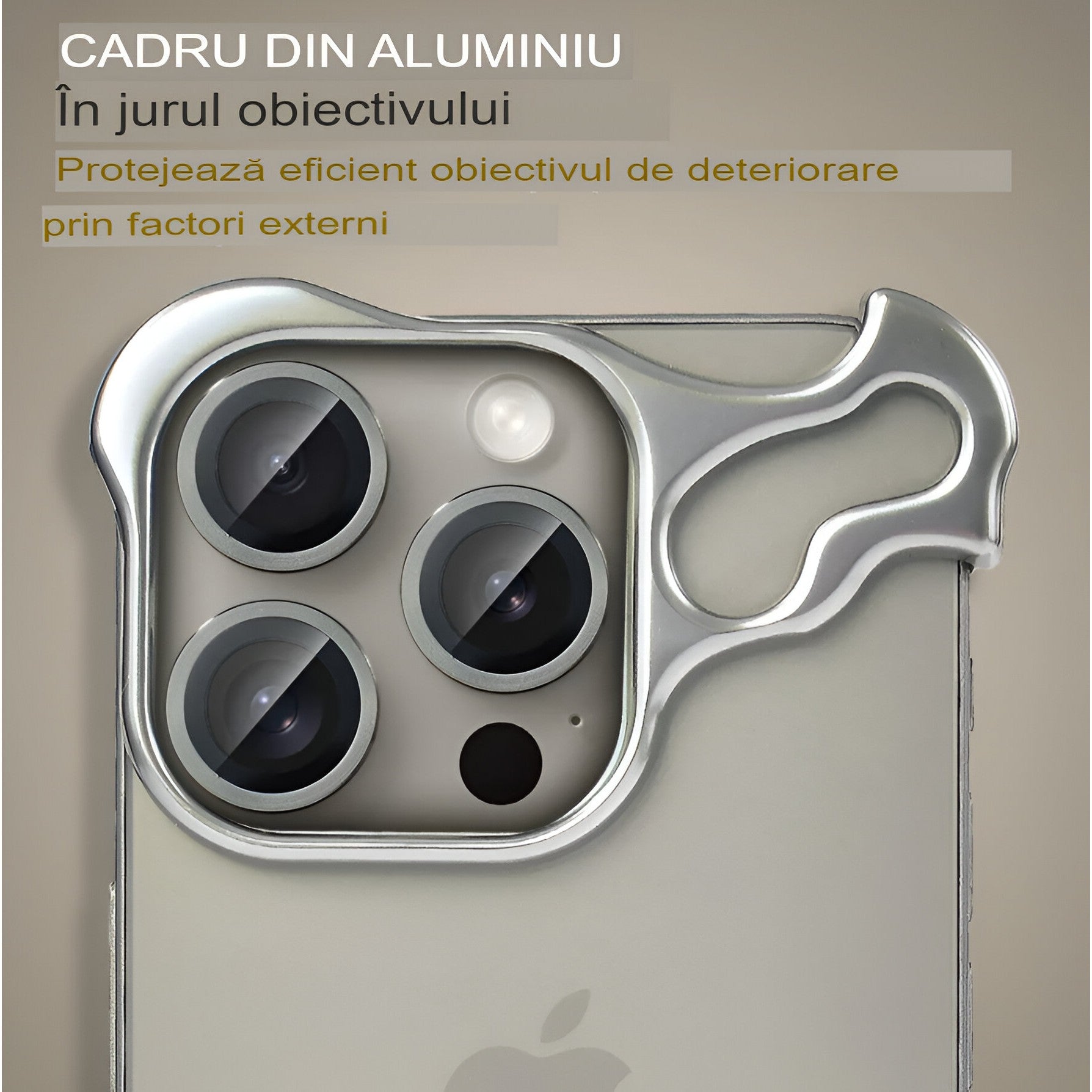 Husa Metalica Compatibila cu iPhone 15 Pro Max, Protectie pentru Colturile Telefonului si Camera, Lentile pentru Obiective, Aliaj, Antisoc, Antizgariere, Argintiu-5