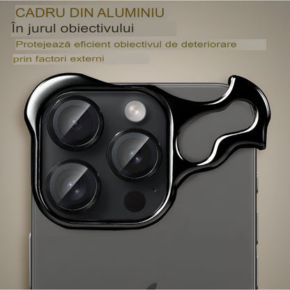 Husa Metalica Compatibila cu iPhone 15 Pro Max, Protectie pentru Colturile Telefonului si Camera, Lentile pentru Obiective, Aliaj, Antisoc, Antizgariere, Negru-2