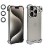 Husa Metalica Compatibila cu iPhone 15 Pro Max, Protectie pentru Colturile Telefonului si Camera, Lentile pentru Obiective, Aliaj, Antisoc, Antizgariere, Argintiu-0