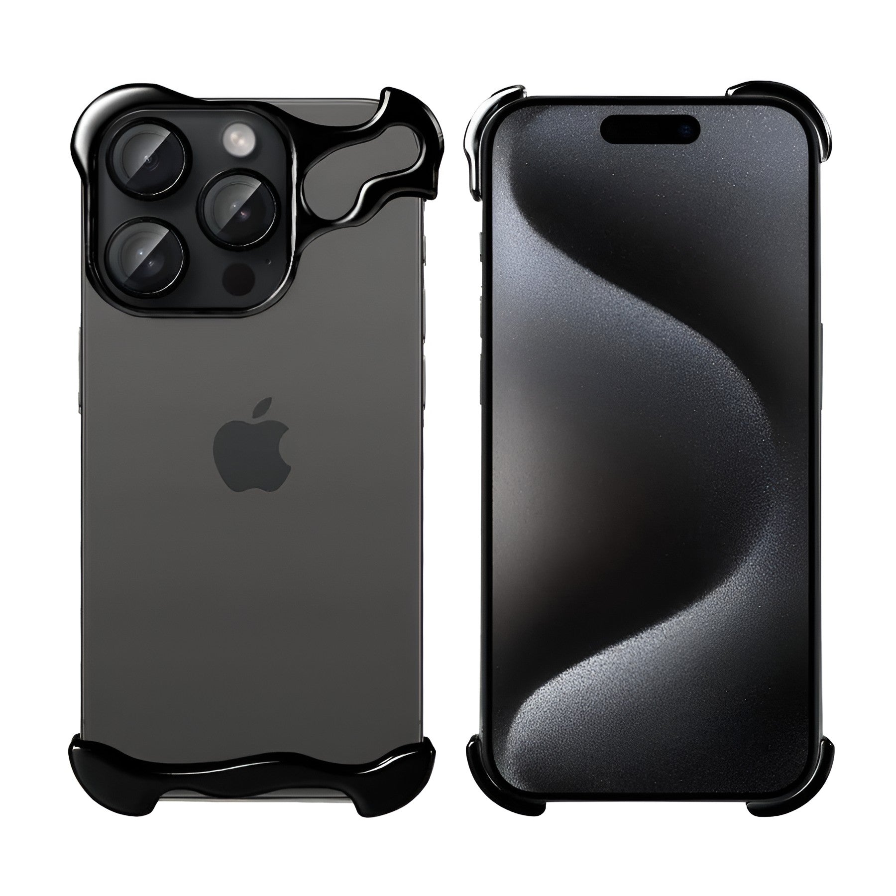Husa Metalica Compatibila cu iPhone 15 Pro, Protectie pentru Colturile Telefonului si Camera, Lentile pentru Obiective, Aliaj, Antisoc, Antizgariere, Negru-4