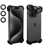 Husa Metalica Compatibila cu iPhone 15 Pro, Protectie pentru Colturile Telefonului si Camera, Lentile pentru Obiective, Aliaj, Antisoc, Antizgariere, Negru-0