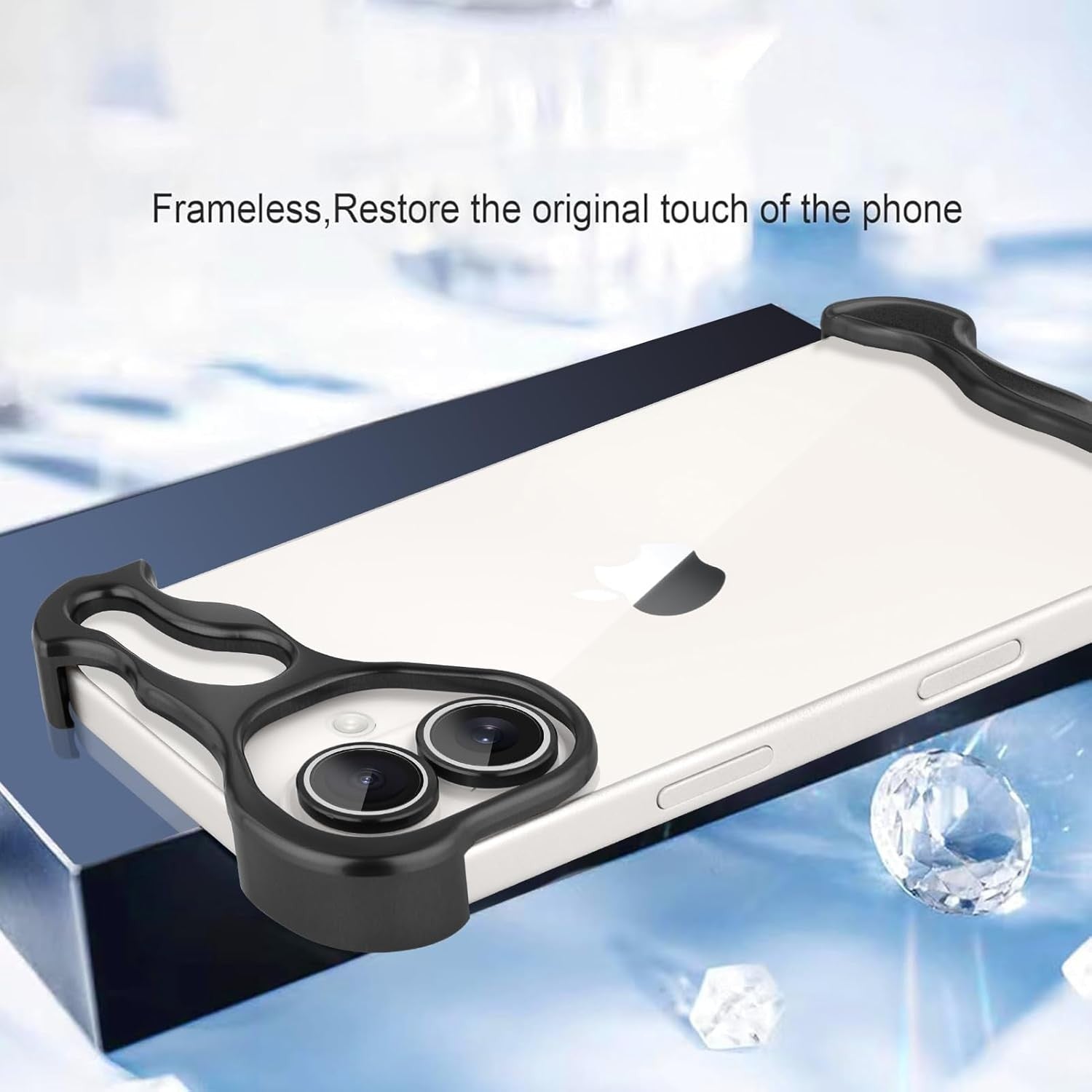 Husa Metalica Compatibila cu iPhone 16 Plus, Flippy, Protectie pentru Colturile Telefonului si Camera, Aliaj, Antisoc, Antizgariere, Negru-2
