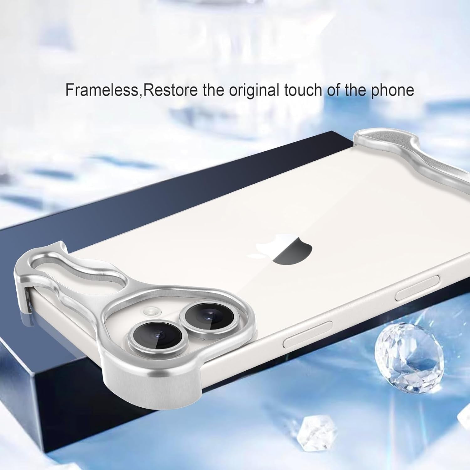 Husa Metalica Compatibila cu iPhone 16 Plus, Flippy, Protectie pentru Colturile Telefonului si Camera, Aliaj, Antisoc, Antizgariere, Argintiu-2