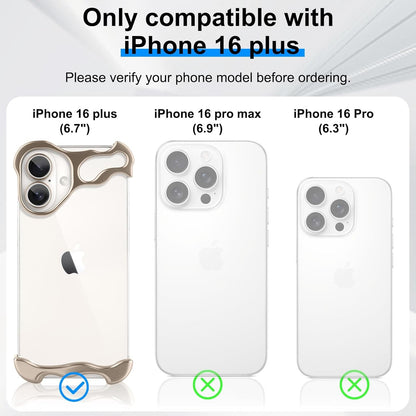 Husa Metalica Compatibila cu iPhone 16 Plus, Flippy, Protectie pentru Colturile Telefonului si Camera, Aliaj, Antisoc, Antizgariere, Auriu-1