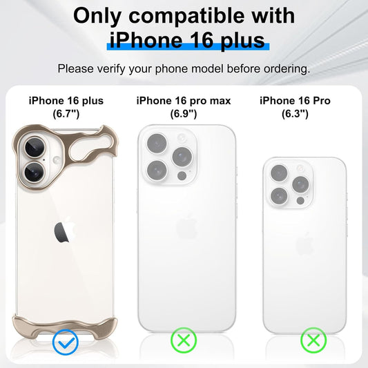 Husa Metalica Compatibila cu iPhone 16 Plus, Flippy, Protectie pentru Colturile Telefonului si Camera, Aliaj, Antisoc, Antizgariere, Auriu-1