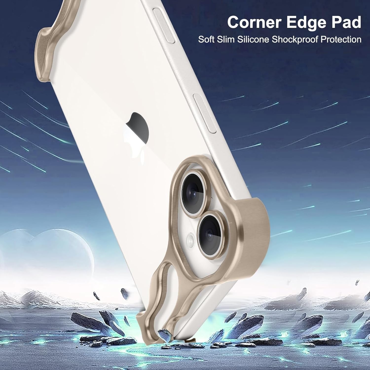Husa Metalica Compatibila cu iPhone 16 Plus, Flippy, Protectie pentru Colturile Telefonului si Camera, Aliaj, Antisoc, Antizgariere, Auriu-2