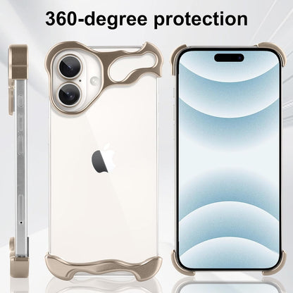 Husa Metalica Compatibila cu iPhone 16 Plus, Flippy, Protectie pentru Colturile Telefonului si Camera, Aliaj, Antisoc, Antizgariere, Auriu-4