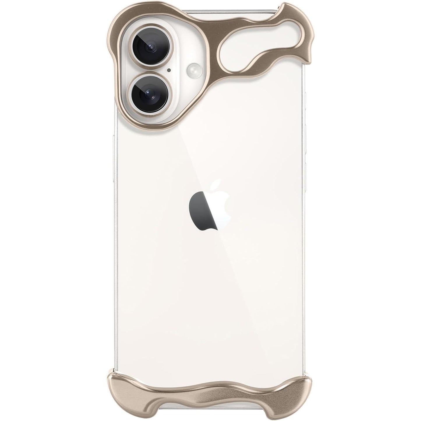 Husa Metalica Compatibila cu iPhone 16 Plus, Flippy, Protectie pentru Colturile Telefonului si Camera, Aliaj, Antisoc, Antizgariere, Auriu-0