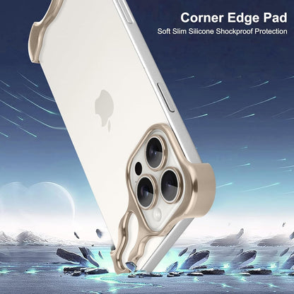 Husa Metalica Compatibila cu iPhone 16 Pro, Flippy, Protectie pentru Colturile Telefonului si Camera, Aliaj, Antisoc, Antizgariere, Auriu-1
