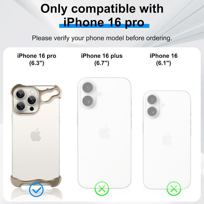 Husa Metalica Compatibila cu iPhone 16 Pro, Flippy, Protectie pentru Colturile Telefonului si Camera, Aliaj, Antisoc, Antizgariere, Auriu-5