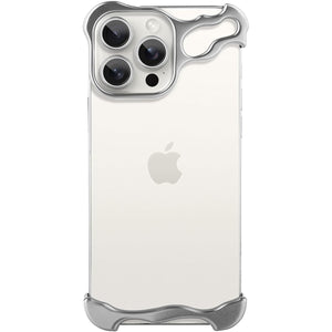 Husa Metalica Compatibila cu iPhone 16 Pro, Flippy, Protectie pentru Colturile Telefonului si Camera, Aliaj, Antisoc, Antizgariere, Argintiu-0