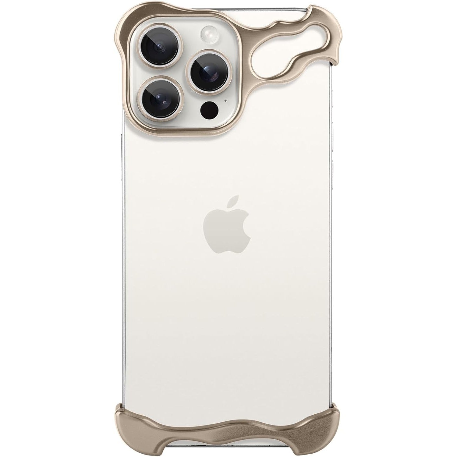Husa Metalica Compatibila cu iPhone 16 Pro, Flippy, Protectie pentru Colturile Telefonului si Camera, Aliaj, Antisoc, Antizgariere, Auriu-0