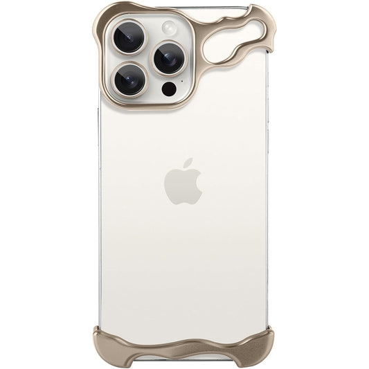 Husa Metalica Compatibila cu iPhone 16 Pro, Flippy, Protectie pentru Colturile Telefonului si Camera, Aliaj, Antisoc, Antizgariere, Auriu-0