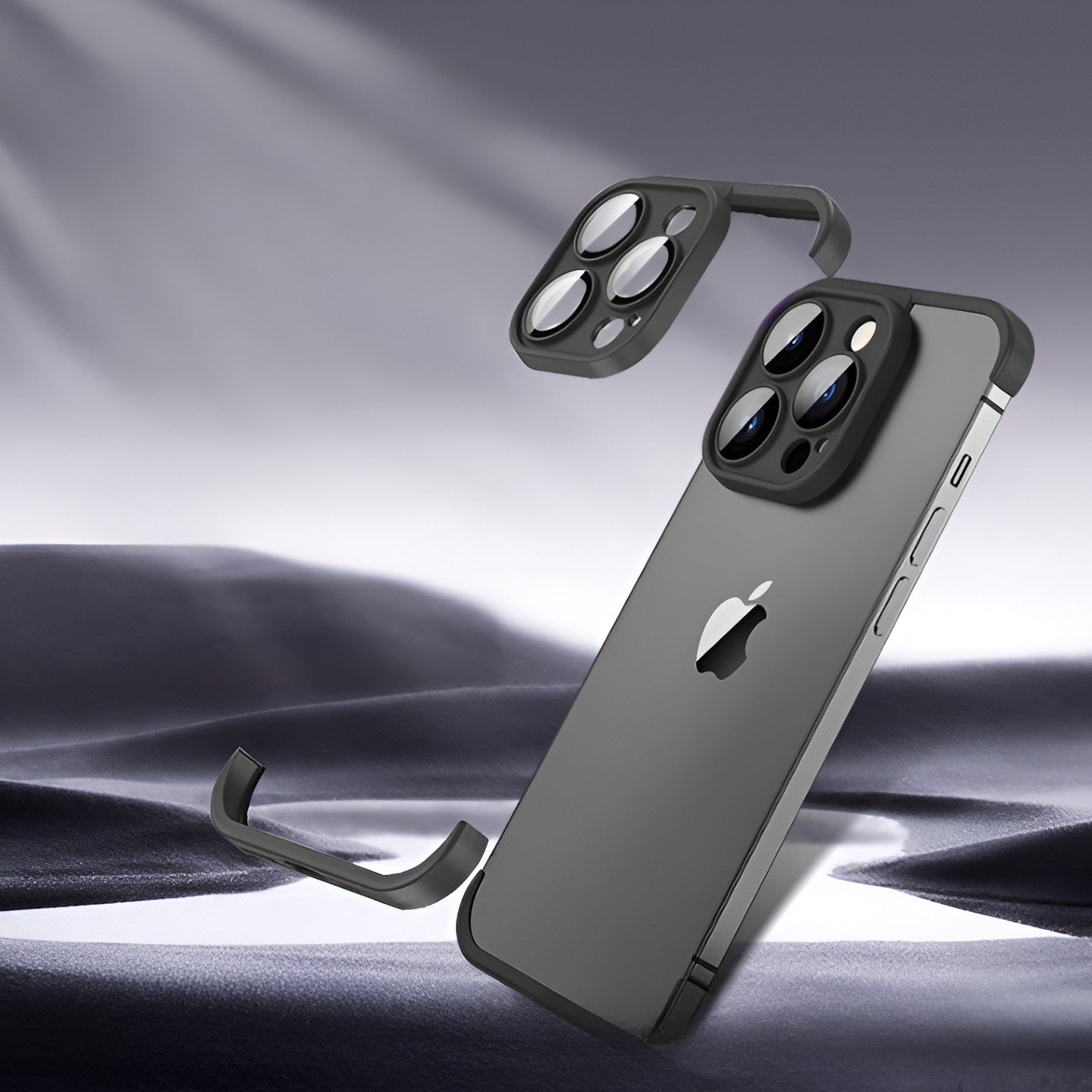 Husa TPU Edgeless Compatibila cu iPhone 15 Pro, Flippy, Protectie pentru Colturi si Camera, Aliaj, Antisoc, Antizgariere, Negru Mat-2