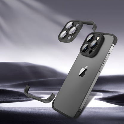 Husa TPU Edgeless Compatibila cu iPhone 15 Pro, Flippy, Protectie pentru Colturi si Camera, Aliaj, Antisoc, Antizgariere, Negru Mat-2