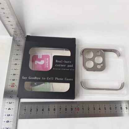 Husa Metalica Edgeless  Compatibila cu iPhone 15 Pro, Flippy, Protectie pentru Colturi si Camera, Aliaj, Antisoc, Antizgariere, Gri Metalizat-2