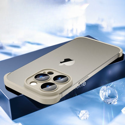Husa Metalica Edgeless  Compatibila cu iPhone 15 Pro, Flippy, Protectie pentru Colturi si Camera, Aliaj, Antisoc, Antizgariere, Gri Metalizat-3