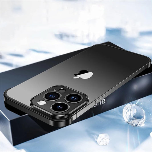 Husa Metalica Edgeless Compatibila cu iPhone 16, Flippy, Protectie pentru Colturi si Camera, Aliaj Aluminiu, Antisoc, Antizgariere, Negru-1
