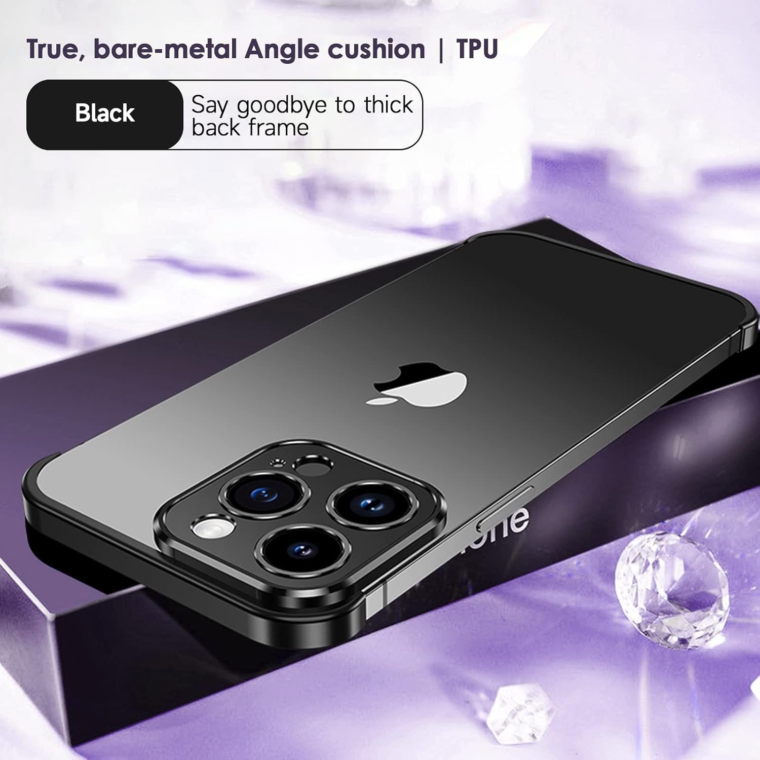 Husa Metalica Edgeless Compatibila cu iPhone 16, Flippy, Protectie pentru Colturi si Camera, Aliaj Aluminiu, Antisoc, Antizgariere, Negru-4
