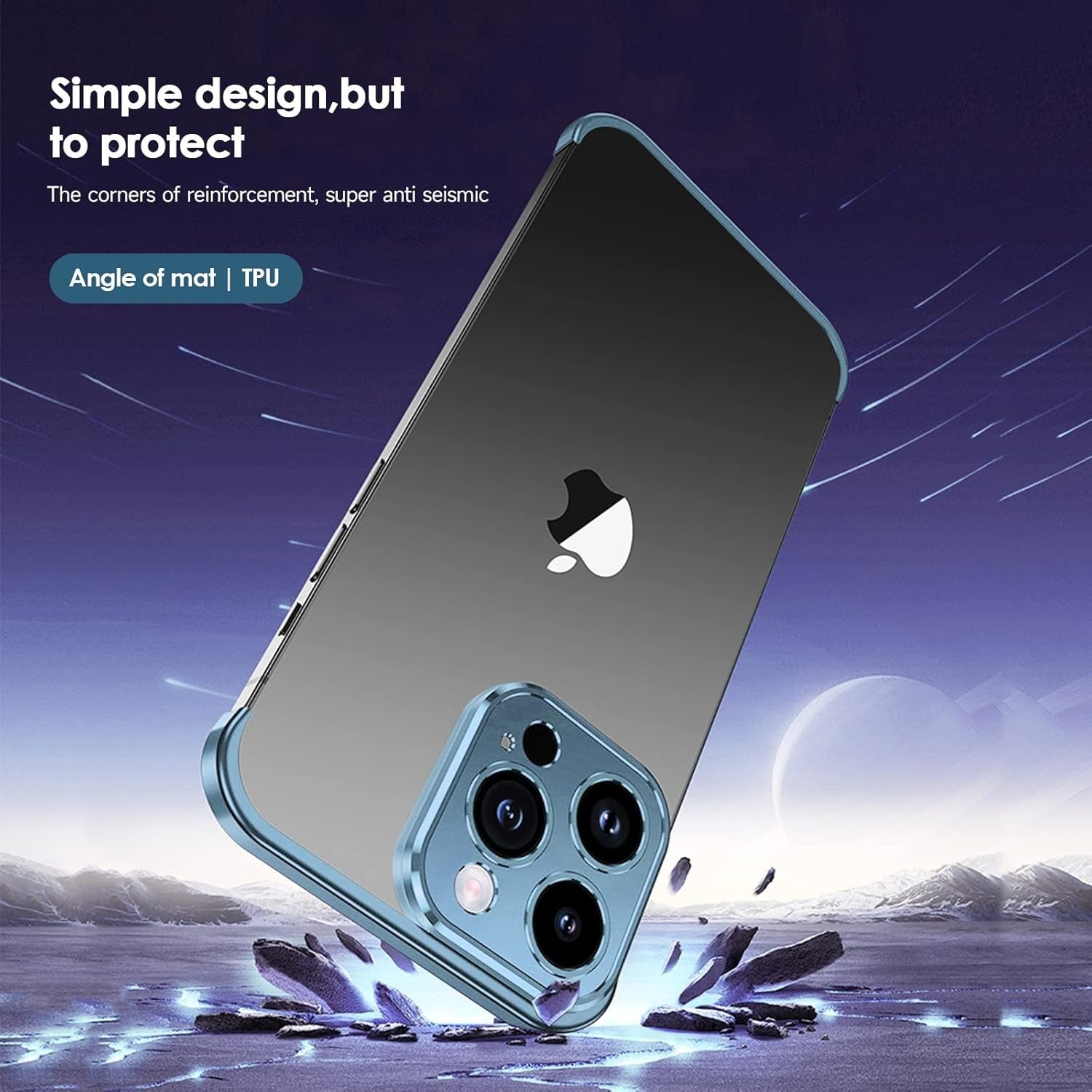 Husa Metalica Edgeless Compatibila cu iPhone 16, Flippy, Protectie pentru Colturi si Camera, Aliaj Aluminiu, Antisoc, Antizgariere, Albastru-7