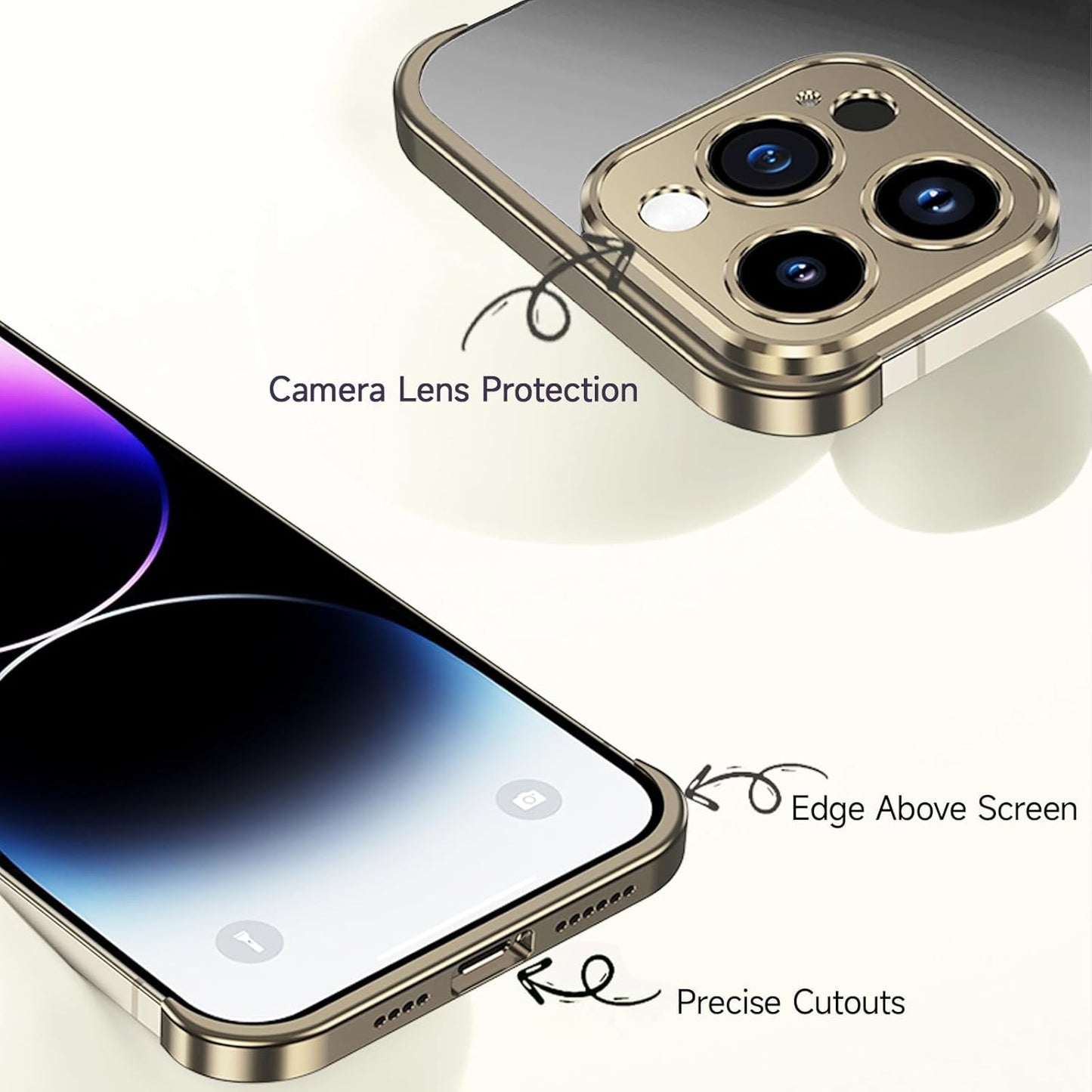 Husa Metalica Edgeless Compatibila cu iPhone 16, Flippy, Protectie pentru Colturi si Camera, Aliaj Aluminiu, Antisoc, Antizgariere, Auriu-5