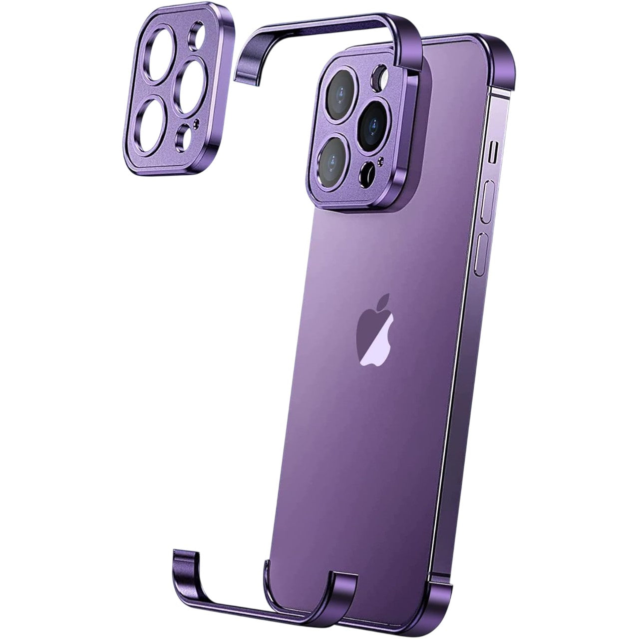 Husa Metalica Edgeless Compatibila cu iPhone 16, Flippy, Protectie pentru Colturi si Camera, Aliaj Aluminiu, Antisoc, Antizgariere, Mov-0