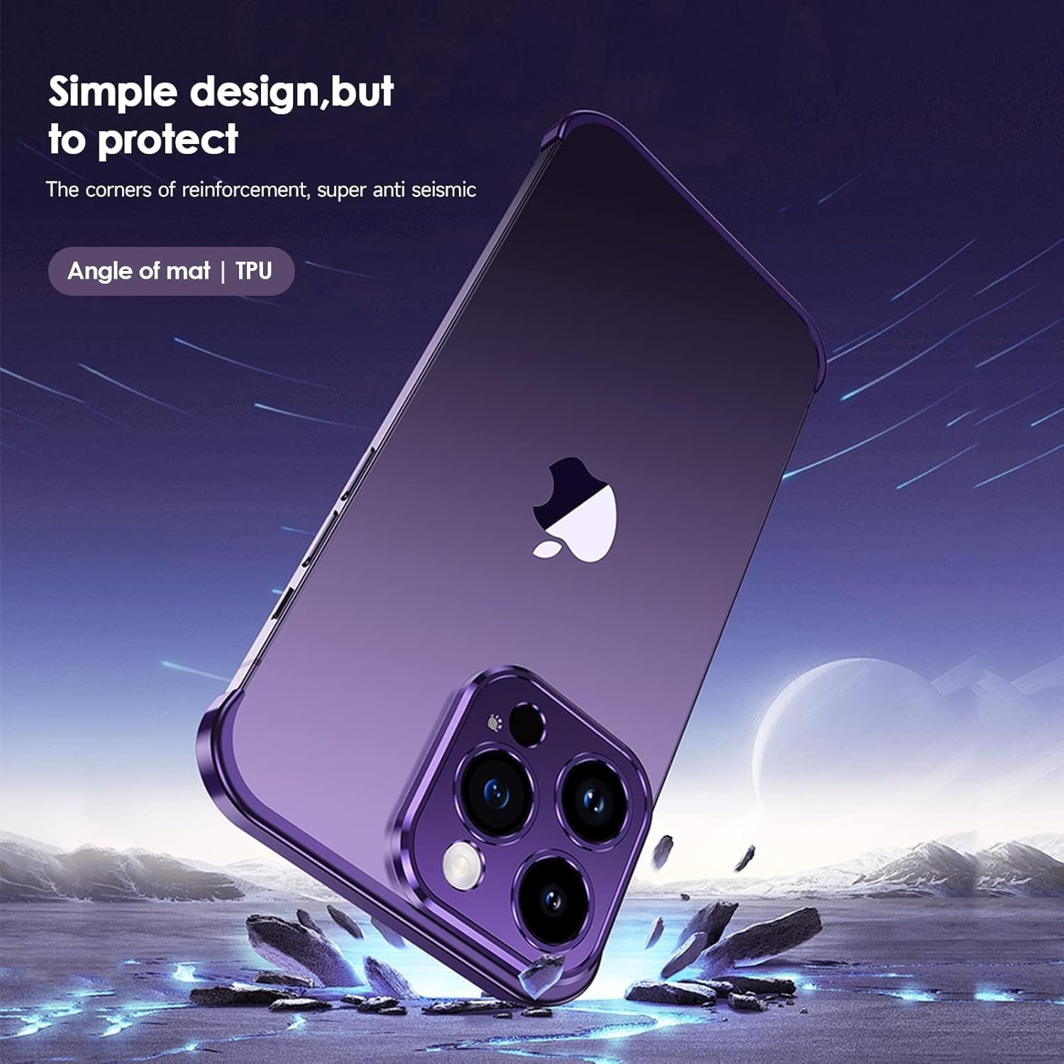 Husa Metalica Edgeless Compatibila cu iPhone 16 Plus, Flippy, Protectie pentru Colturi si Camera, Aliaj Aluminiu, Antisoc, Antizgariere, Mov-5