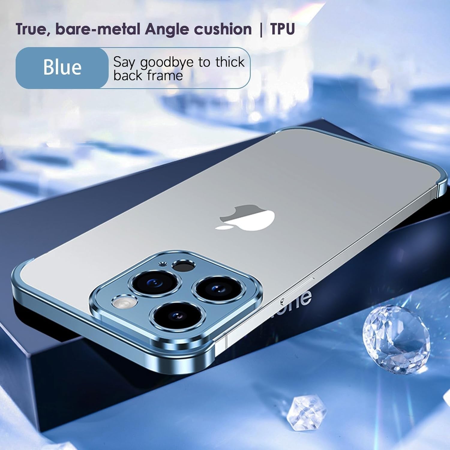 Husa Metalica Edgeless Compatibila cu iPhone 16 Plus, Flippy, Protectie pentru Colturi si Camera, Aliaj Aluminiu, Antisoc, Antizgariere, Albastru-5