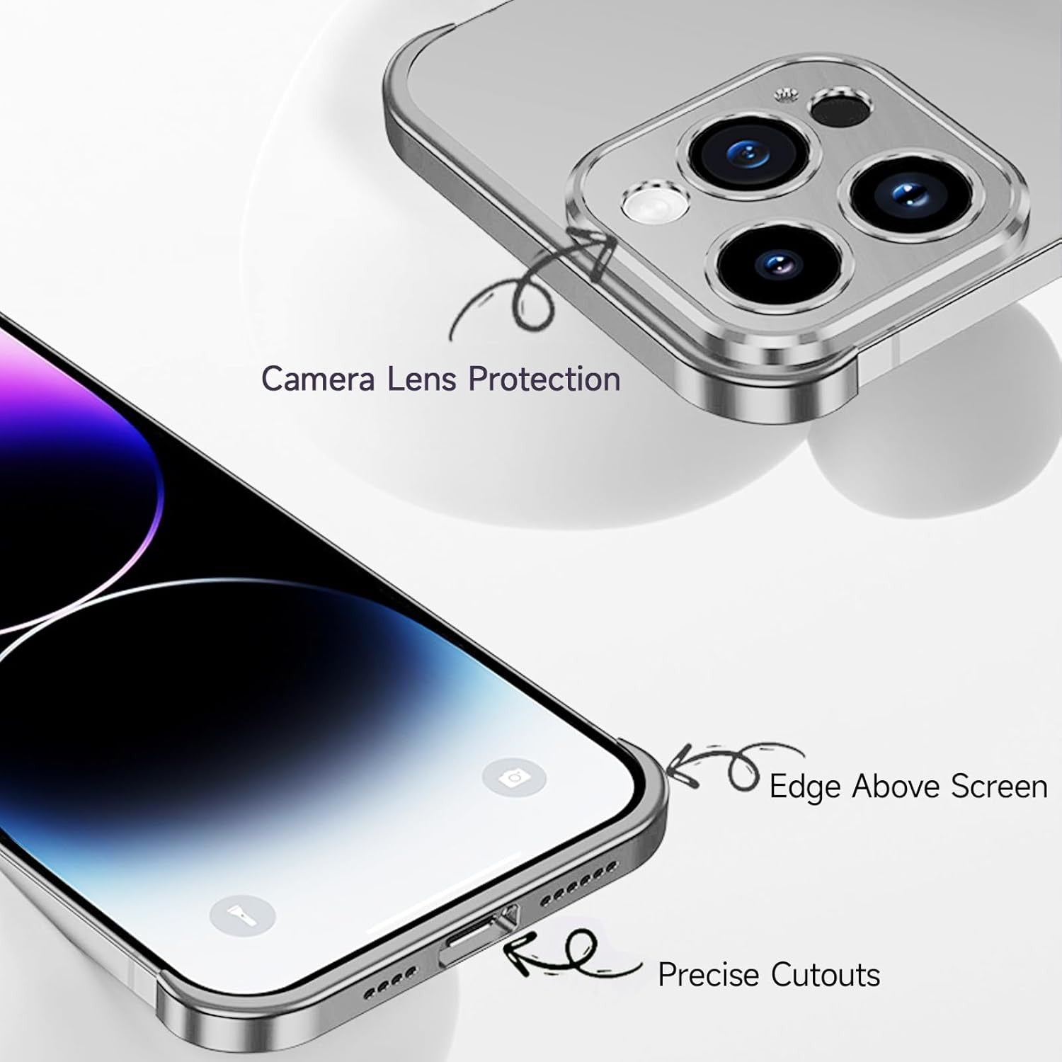 Husa Metalica Edgeless Compatibila cu iPhone 16 Plus, Flippy, Protectie pentru Colturi si Camera, Aliaj Aluminiu, Antisoc, Antizgariere, Argintiu Titan-5