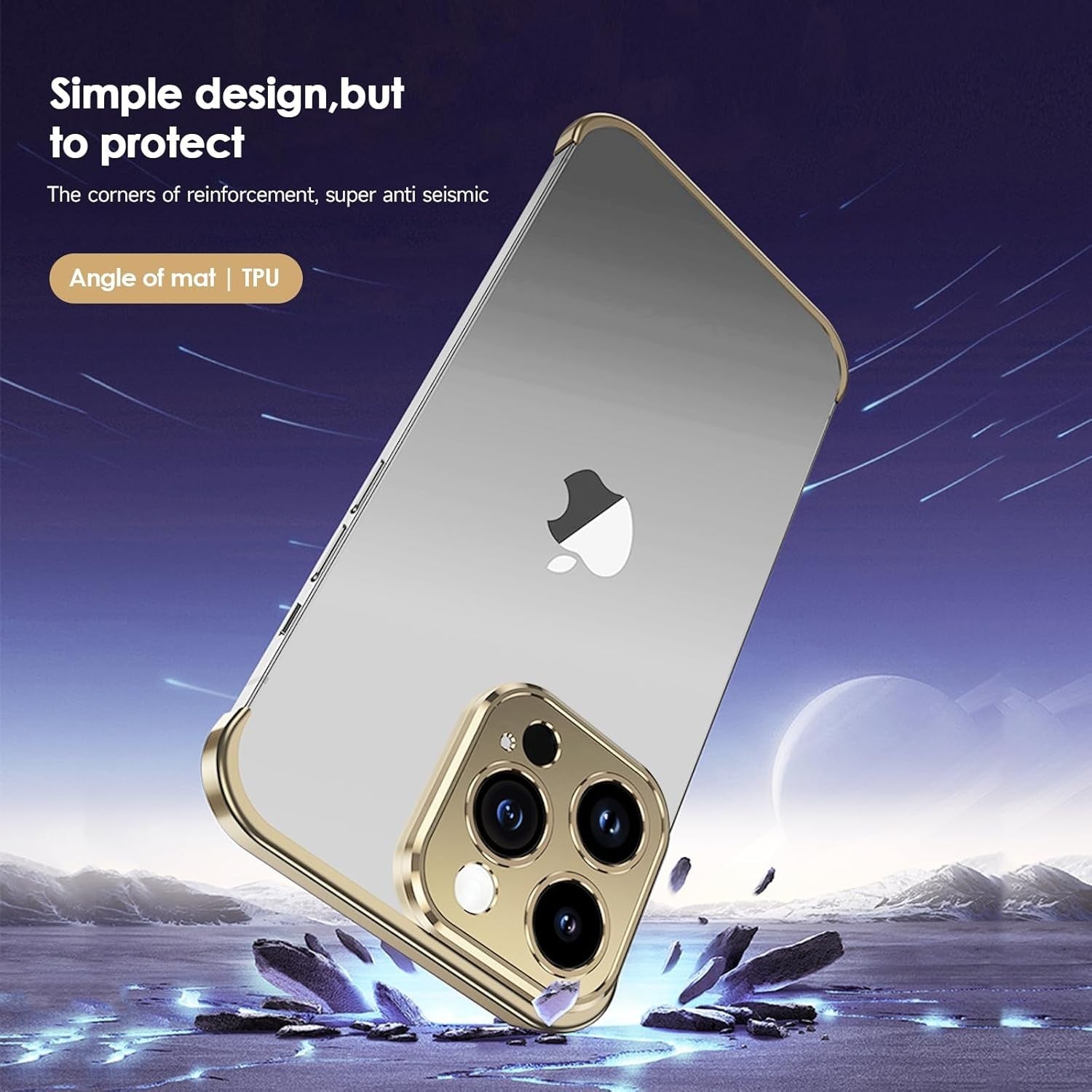 Husa Metalica Edgeless Compatibila cu iPhone 16 Plus, Flippy, Protectie pentru Colturi si Camera, Aliaj Aluminiu, Antisoc, Antizgariere, Auriu-4