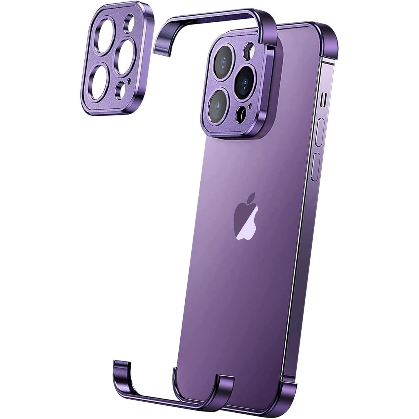 Husa Metalica Edgeless Compatibila cu iPhone 16 Pro, Flippy, Protectie pentru Colturi si Camera, Aliaj Aluminiu, Antisoc, Antizgariere, Mov-0
